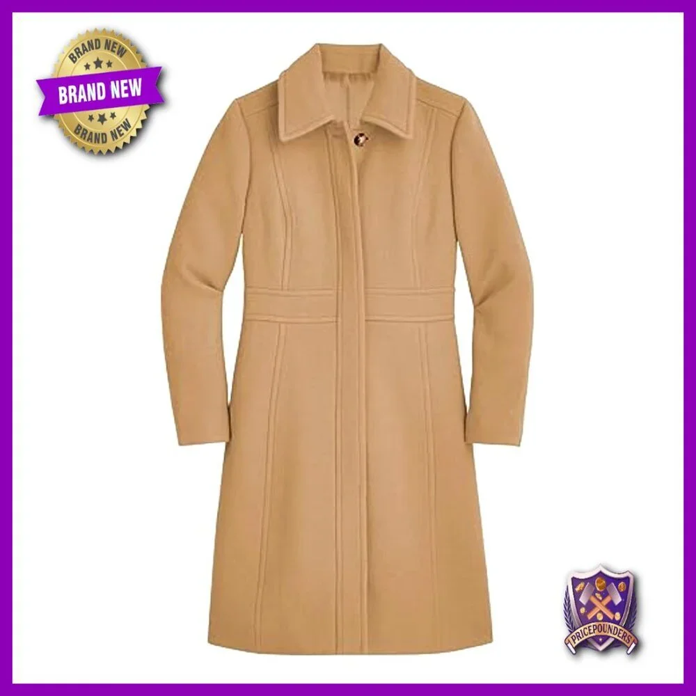 Elegant Single Breasted Pea Coat Long Sleeve Mid Winter Overcoat Work Office